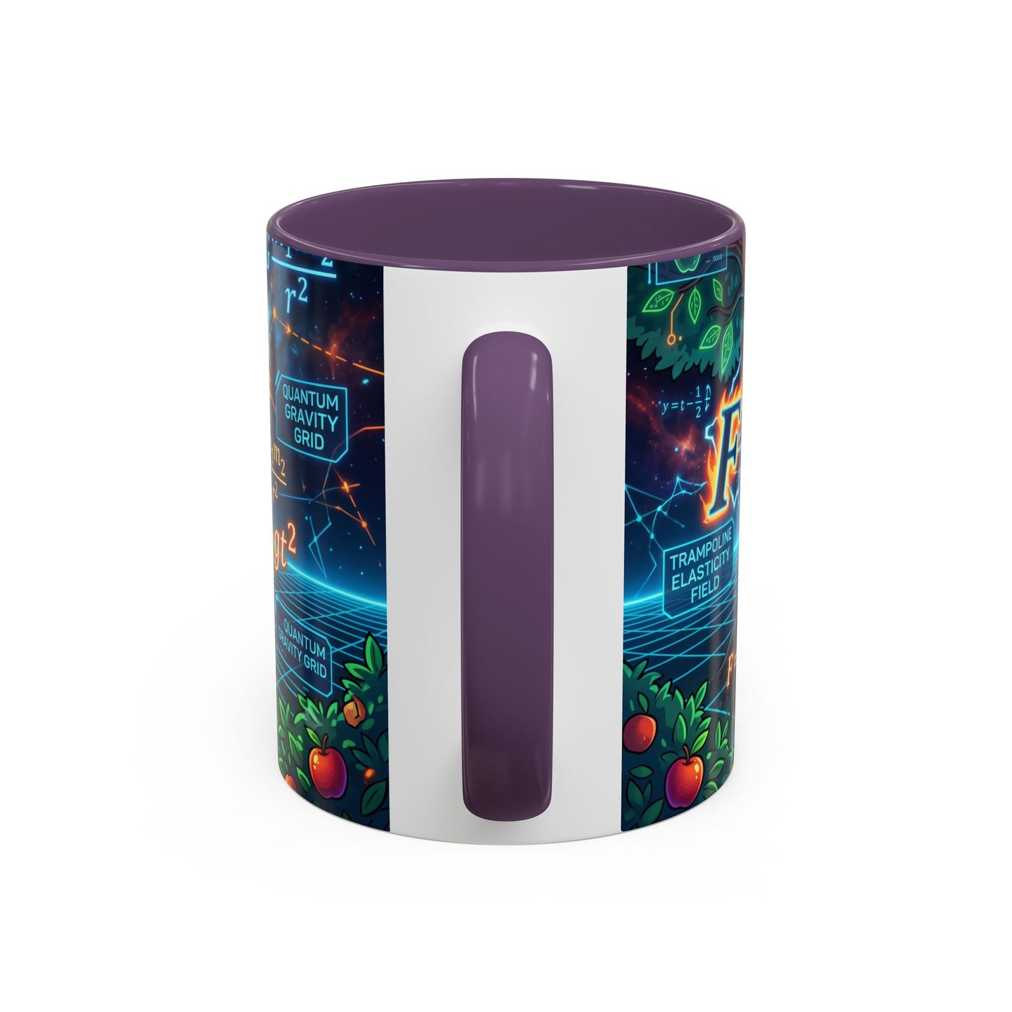 Isaac Newton Cartoon Coffee Mug — Physics Equations & Apple Science Design