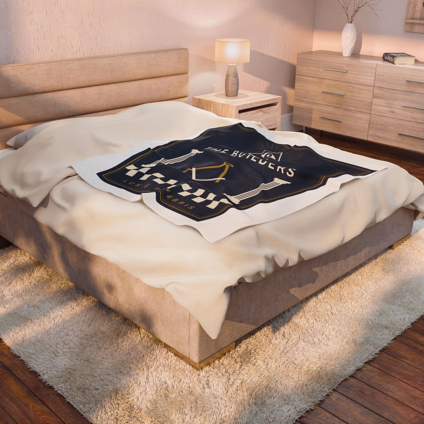 Velveteen Blanket - "The Builders" Masonic Symbol Plush Throw (Lux e Tenebris)