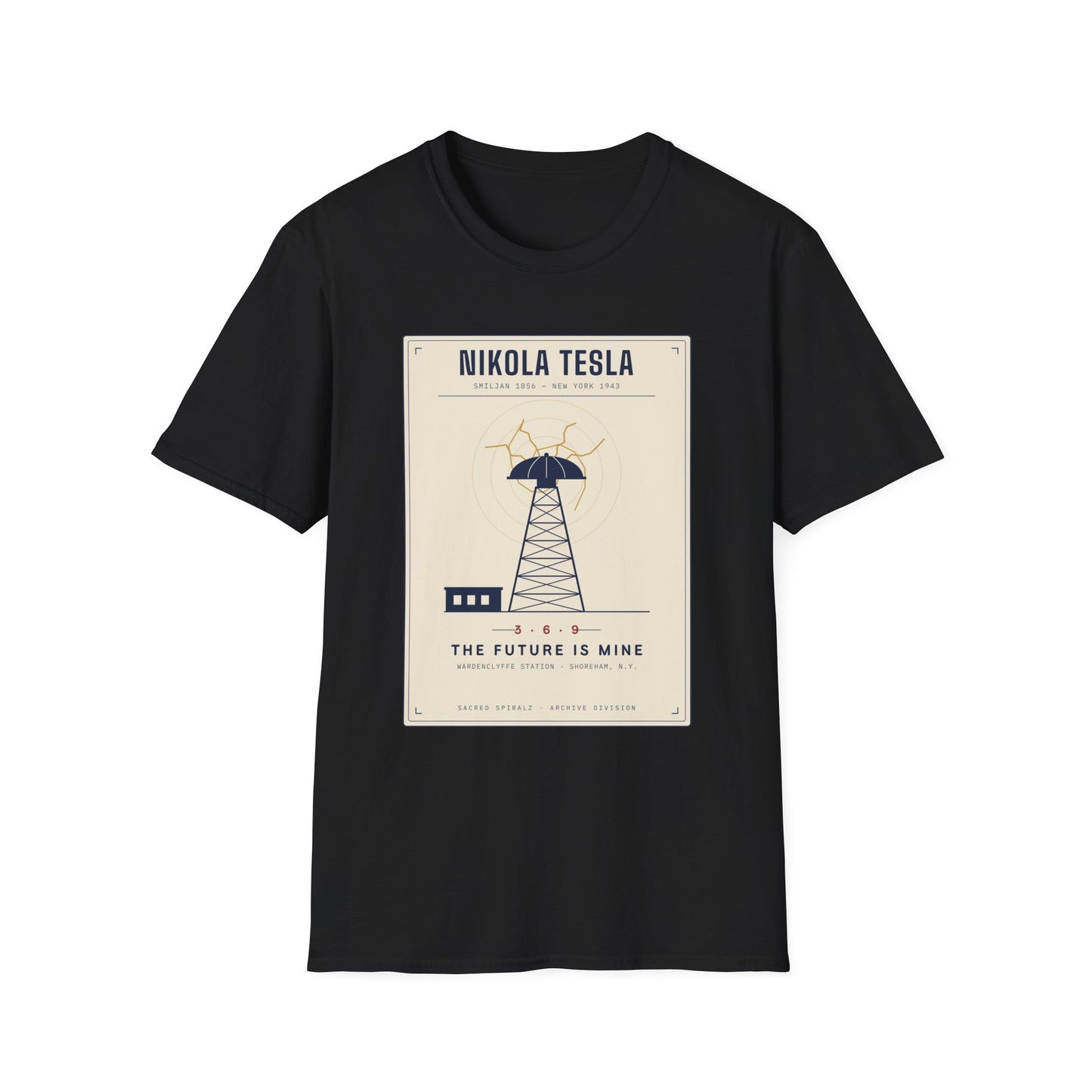 Tesla Poster T‑Shirt — "Nikola Tesla: The Future Is Mine" Vintage Science Tee