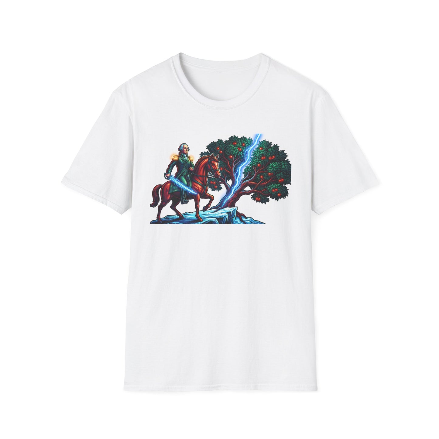Knight & Lightning Tree T-Shirt — Cloaked Rider Fantasy Tee