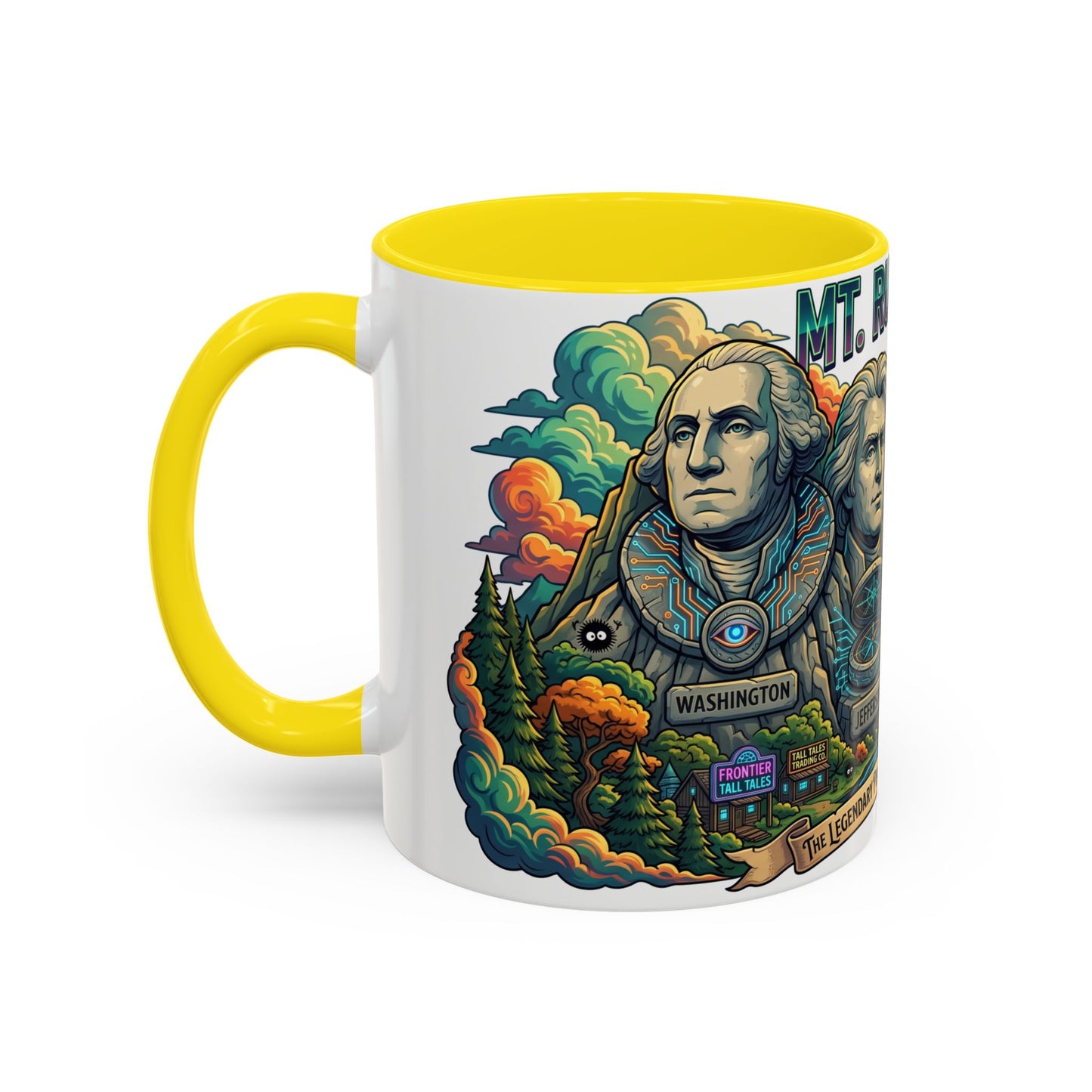 Mt. Rushmore Illustrated Accent Coffee Mug — Patriotic Presidents Art
