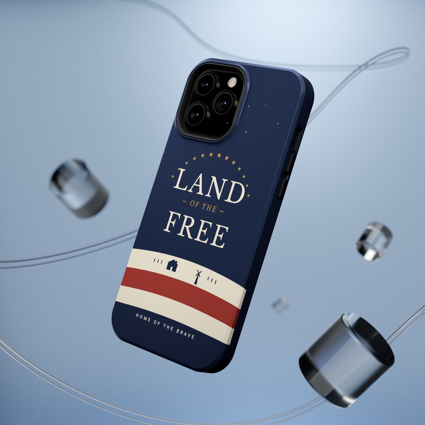 Land of the Free iPhone Impact-Resistant Case — Patriotic Stars & Stripes Phone Cover