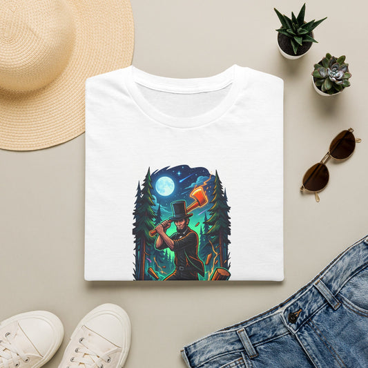 Lumberjack Moon T-Shirt — Night Forest Axeman Graphic Tee