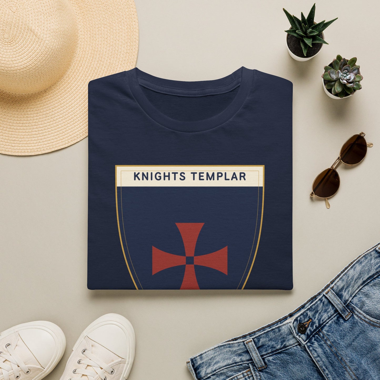 Knights Templar Shield T-Shirt — Vintage Crusader Cross Tee
