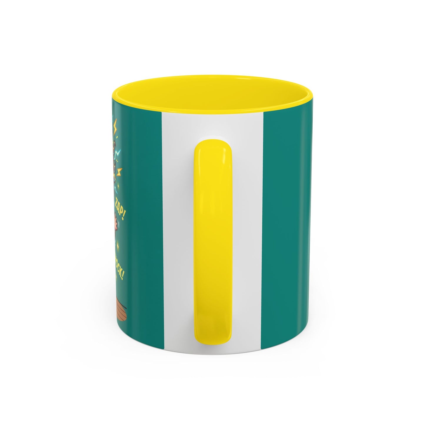 Nikola Tesla Cartoon 'Zap! Shock! Buzz!' Accent Coffee Mug (11/15oz)