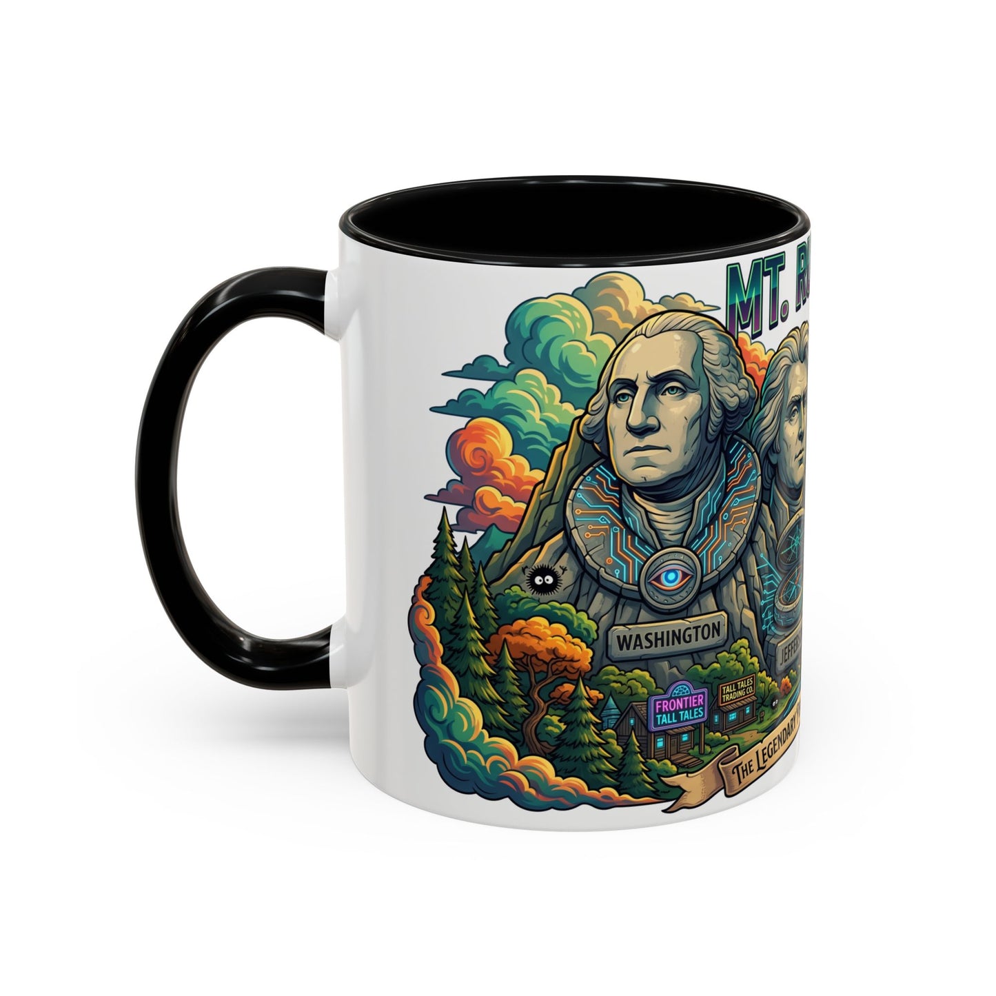 Mt. Rushmore Illustrated Accent Coffee Mug — Patriotic Presidents Art