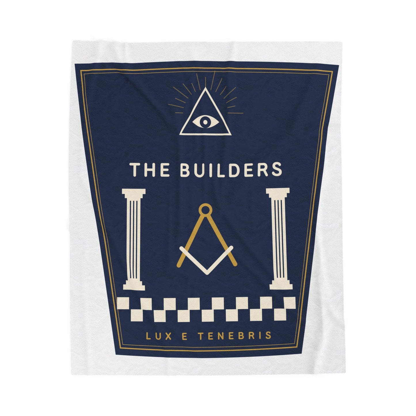 Velveteen Blanket - "The Builders" Masonic Symbol Plush Throw (Lux e Tenebris)