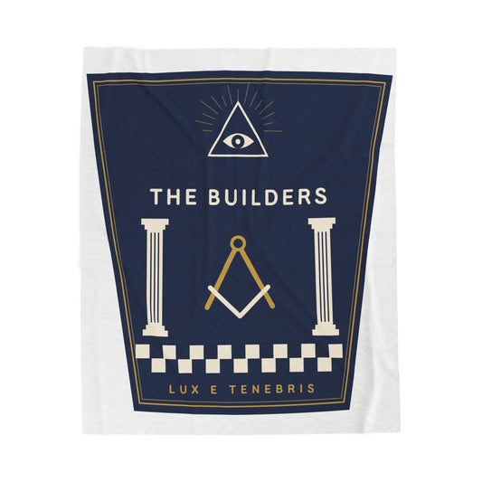 Velveteen Blanket - "The Builders" Masonic Symbol Plush Throw (Lux e Tenebris)