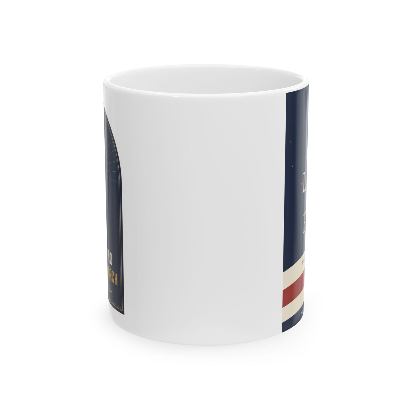 Patriotic Striped Ceramic Mug (11oz/15oz) - Vintage Navy Stars & Stripes Coffee Cup