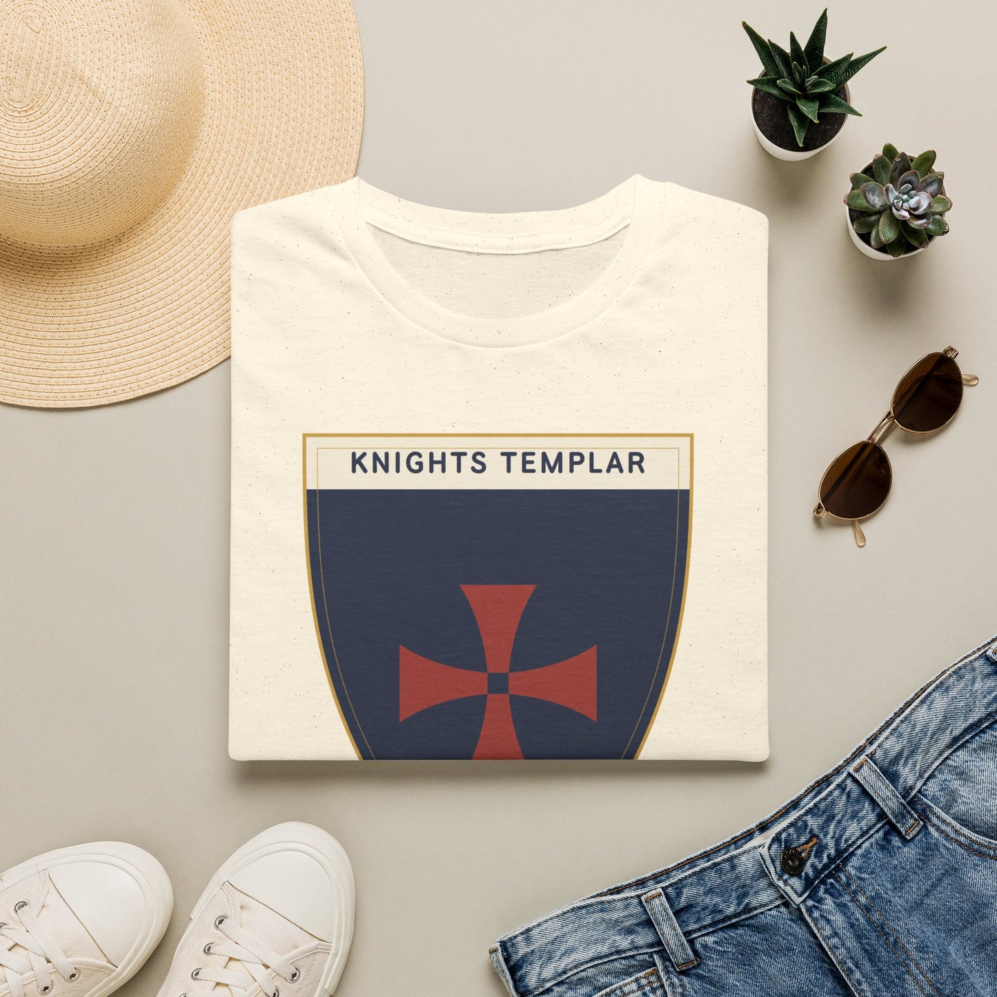 Knights Templar Shield T-Shirt — Vintage Crusader Cross Tee