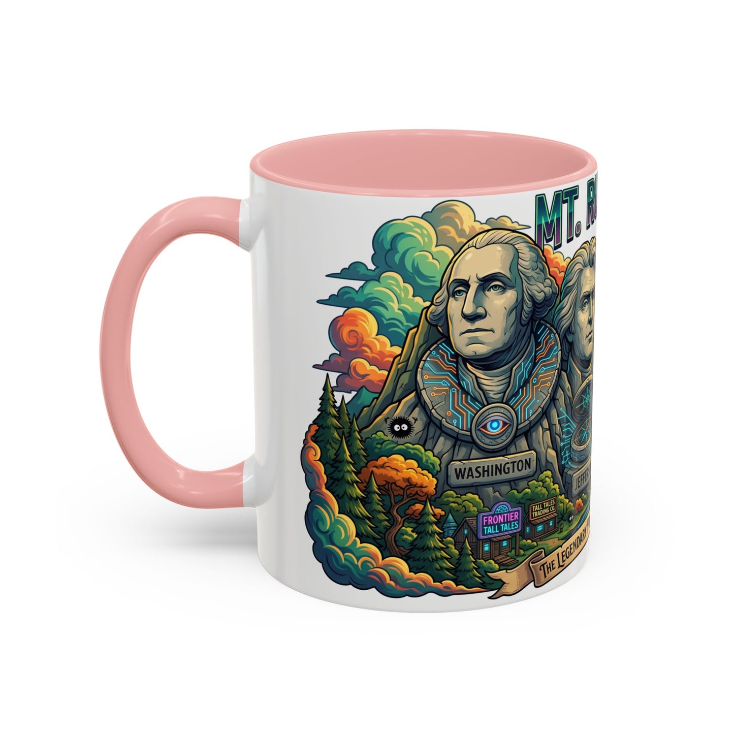 Mt. Rushmore Illustrated Accent Coffee Mug — Patriotic Presidents Art
