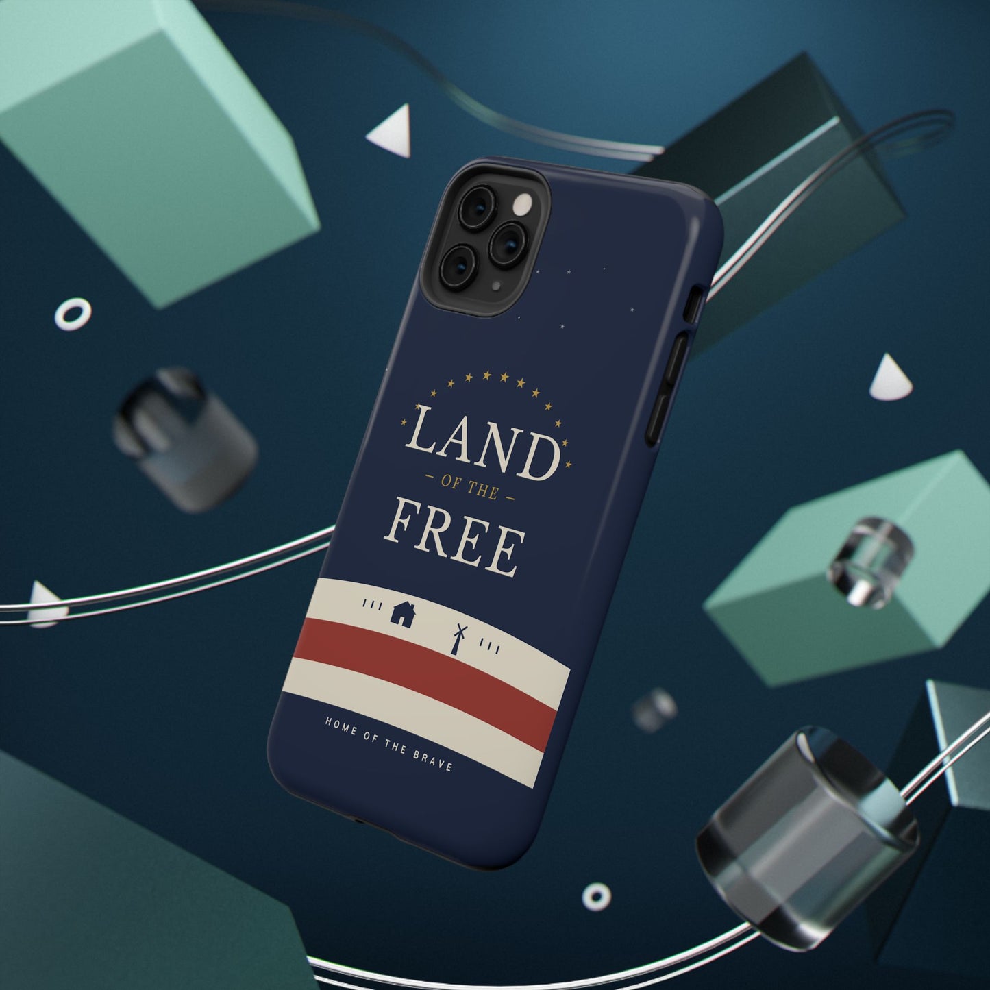 Land of the Free iPhone Impact-Resistant Case — Patriotic Stars & Stripes Phone Cover