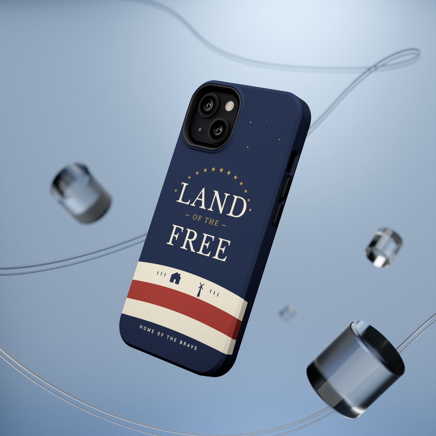 Land of the Free iPhone Impact-Resistant Case — Patriotic Stars & Stripes Phone Cover
