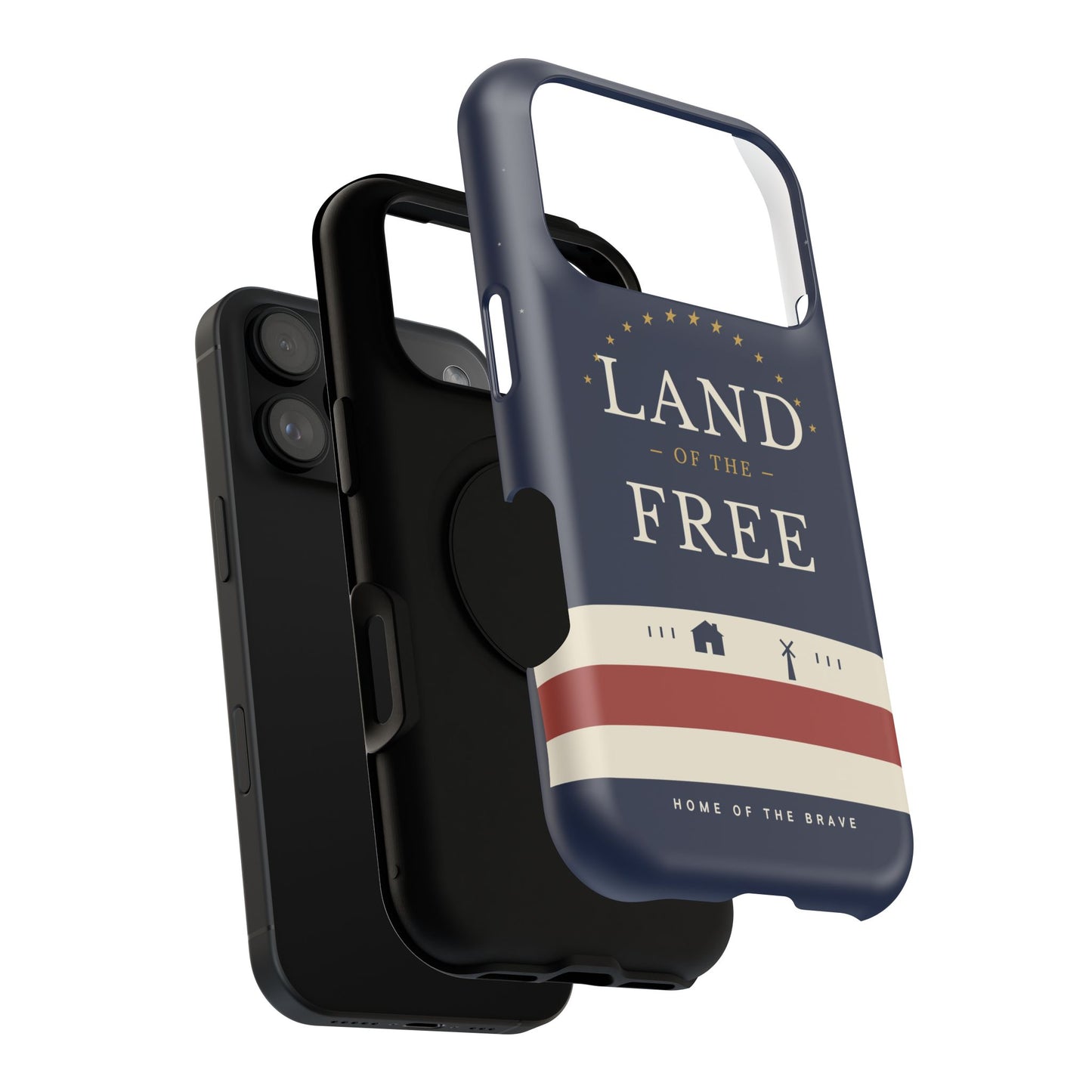 Land of the Free iPhone Impact-Resistant Case — Patriotic Stars & Stripes Phone Cover