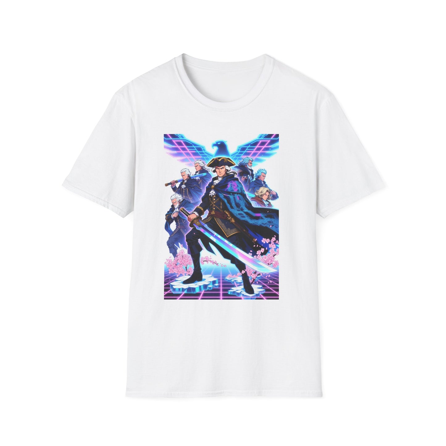 George Washington Retro Cyberpunk Tee — Neon Eagle Anime Captain Shirt