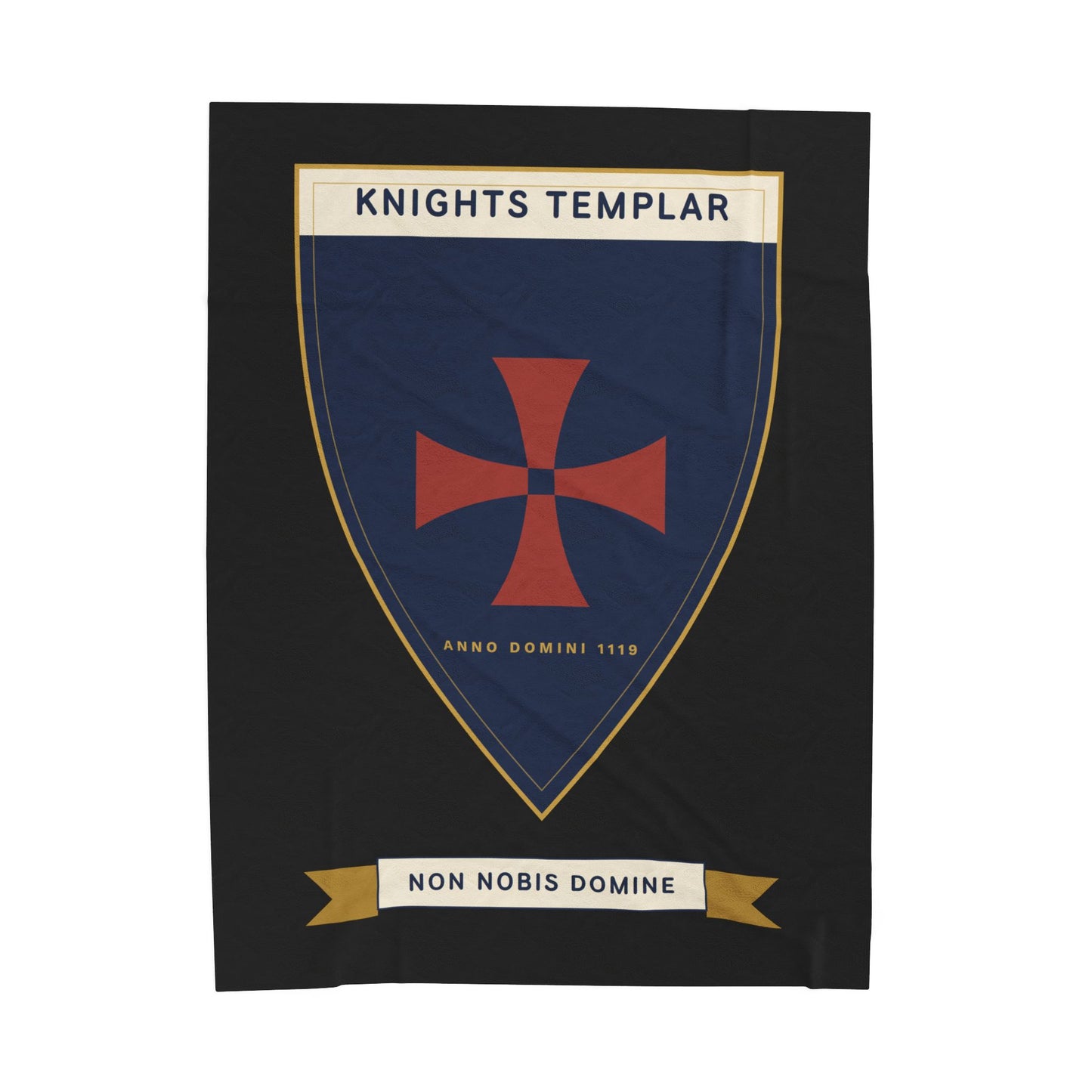 Knights Templar Shield Velveteen Plush Blanket – 'Non Nobis Domine' Heraldic Throw