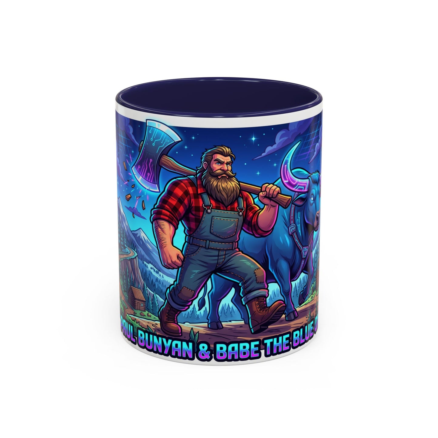 Paul Bunyan & Babe the Blue Ox Coffee Mug — Rustic Lumberjack Accent Mug