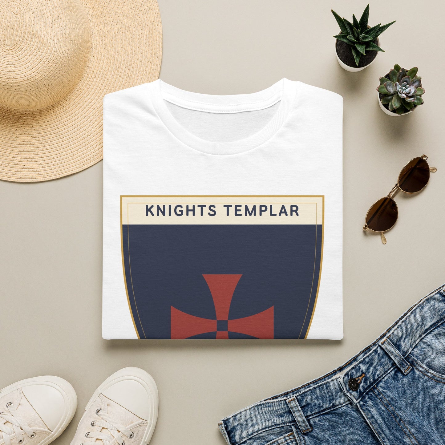 Knights Templar Shield T-Shirt — Vintage Crusader Cross Tee