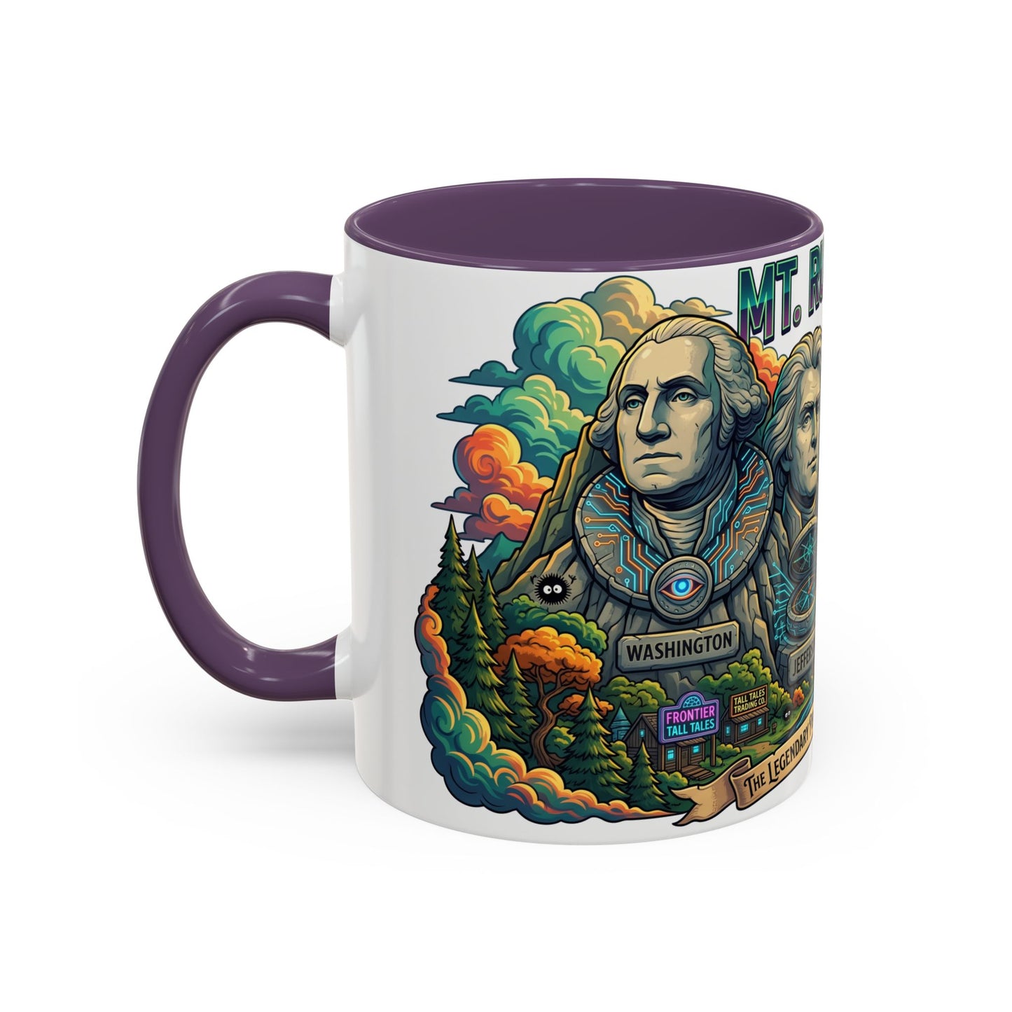 Mt. Rushmore Illustrated Accent Coffee Mug — Patriotic Presidents Art