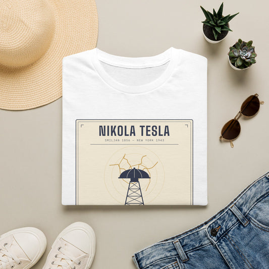 Tesla Poster T‑Shirt — "Nikola Tesla: The Future Is Mine" Vintage Science Tee