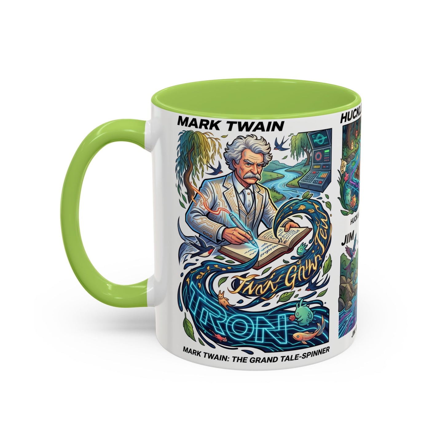 Classic Literature Collage Coffee Mug — Huckleberry Finn, Tom Sawyer & Becky Thatcher Art