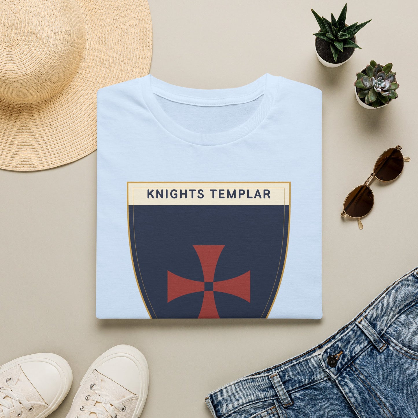 Knights Templar Shield T-Shirt — Vintage Crusader Cross Tee