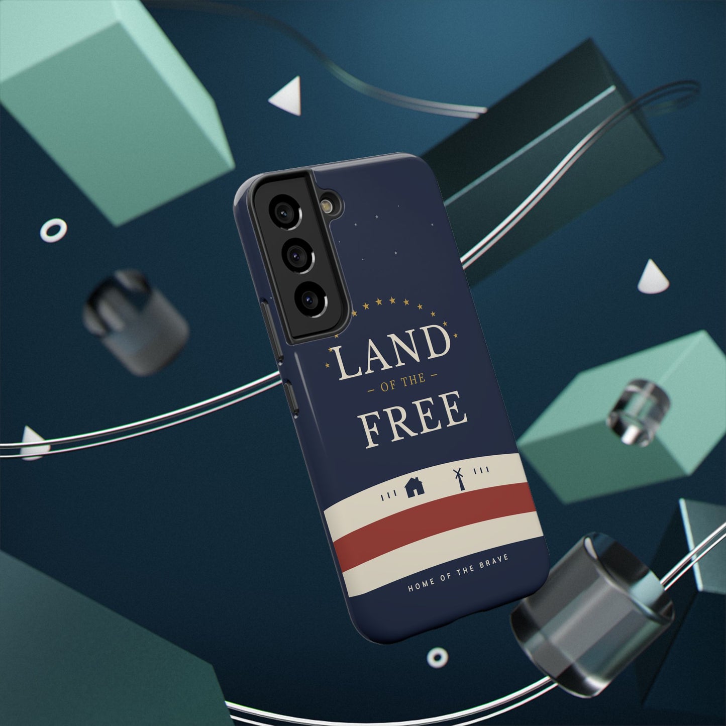 Land of the Free iPhone Impact-Resistant Case — Patriotic Stars & Stripes Phone Cover