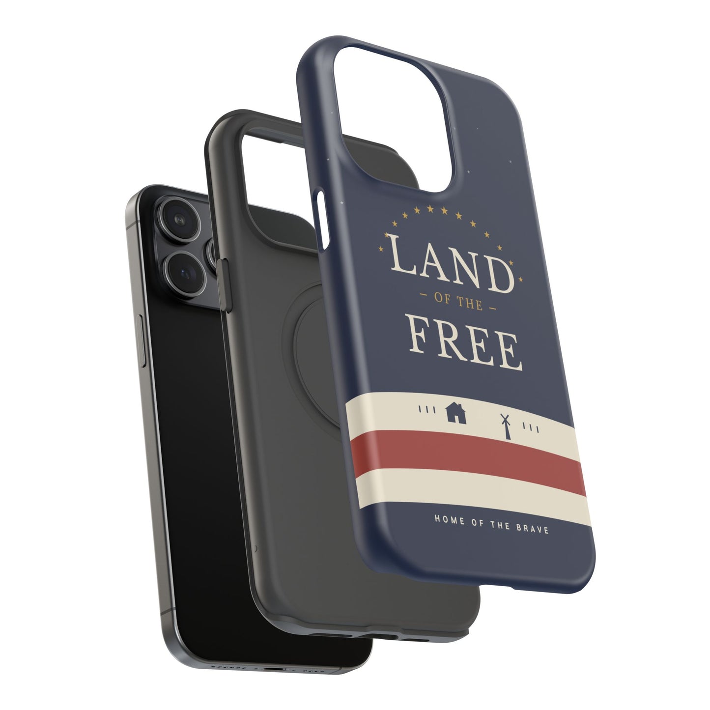 Land of the Free iPhone Impact-Resistant Case — Patriotic Stars & Stripes Phone Cover
