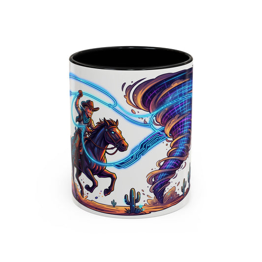 Cowboy vs. Tornado Accent Coffee Mug — Western Fantasy 11oz/15oz
