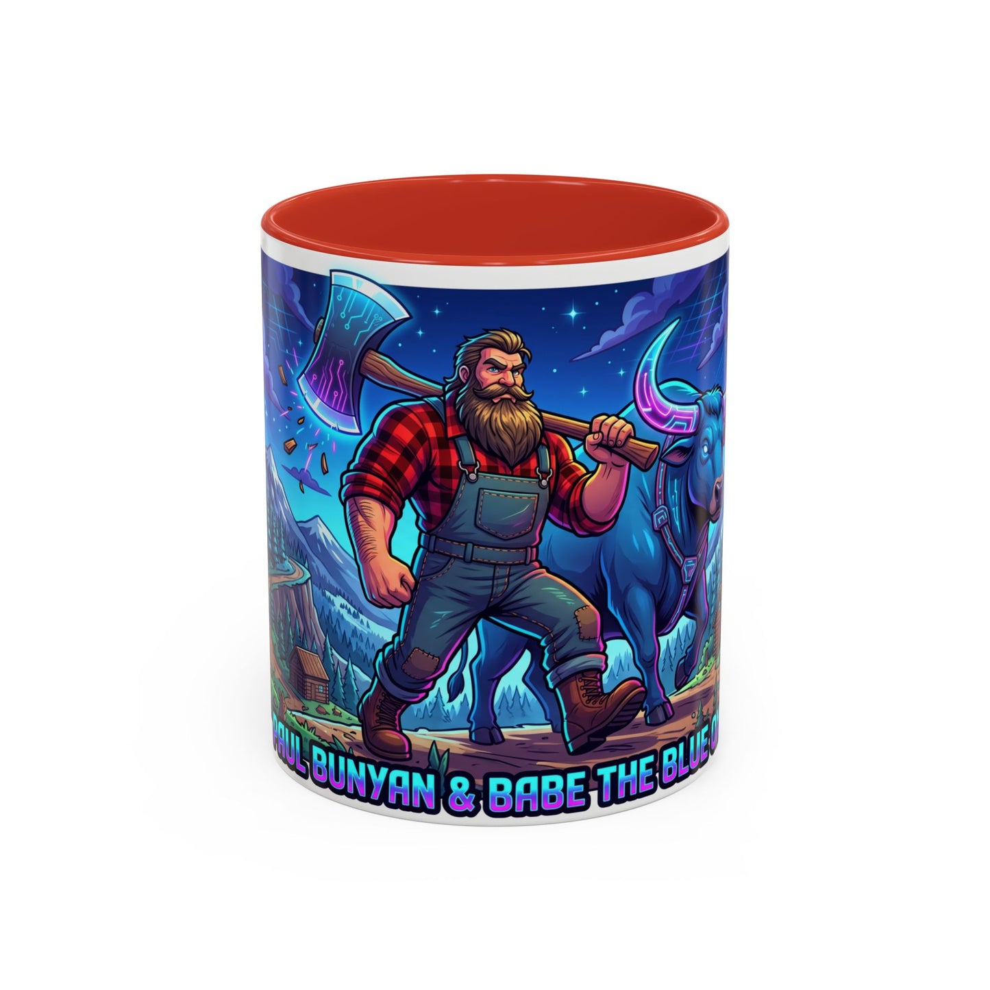 Paul Bunyan & Babe the Blue Ox Coffee Mug — Rustic Lumberjack Accent Mug