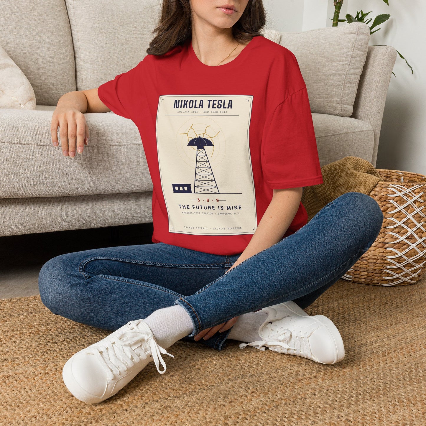 Tesla Poster T‑Shirt — "Nikola Tesla: The Future Is Mine" Vintage Science Tee