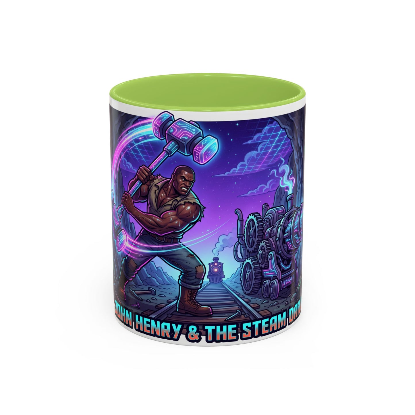 Steam Drill Band Coffee Mug — 'John Henry & The Steam Drill' Retro Rock Music Mug