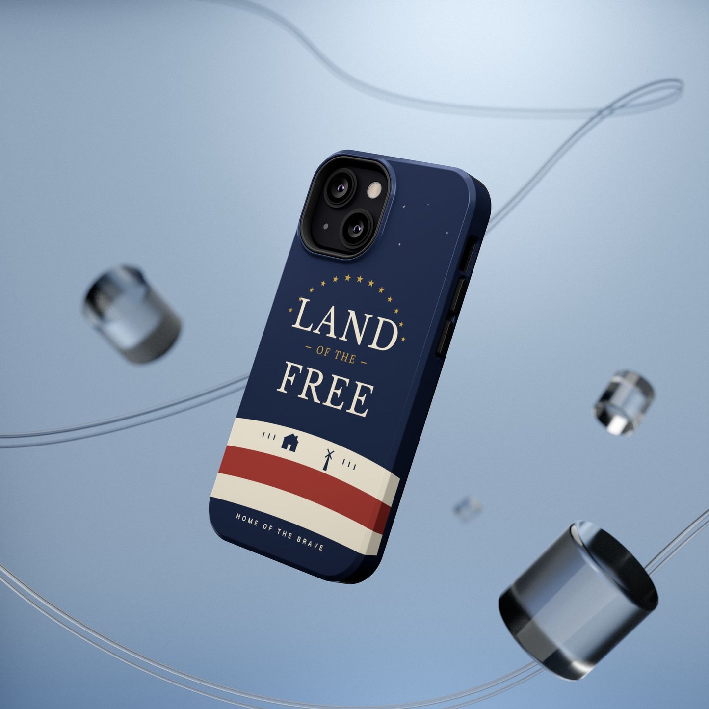 Land of the Free iPhone Impact-Resistant Case — Patriotic Stars & Stripes Phone Cover