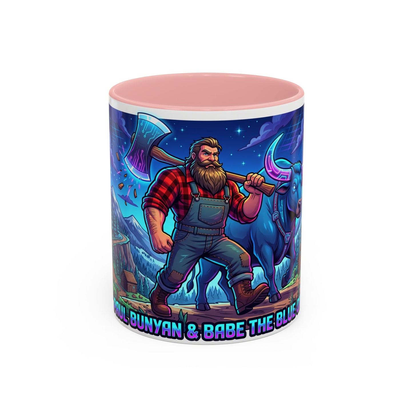 Paul Bunyan & Babe the Blue Ox Coffee Mug — Rustic Lumberjack Accent Mug