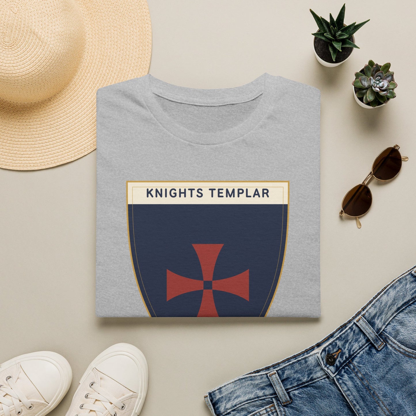 Knights Templar Shield T-Shirt — Vintage Crusader Cross Tee