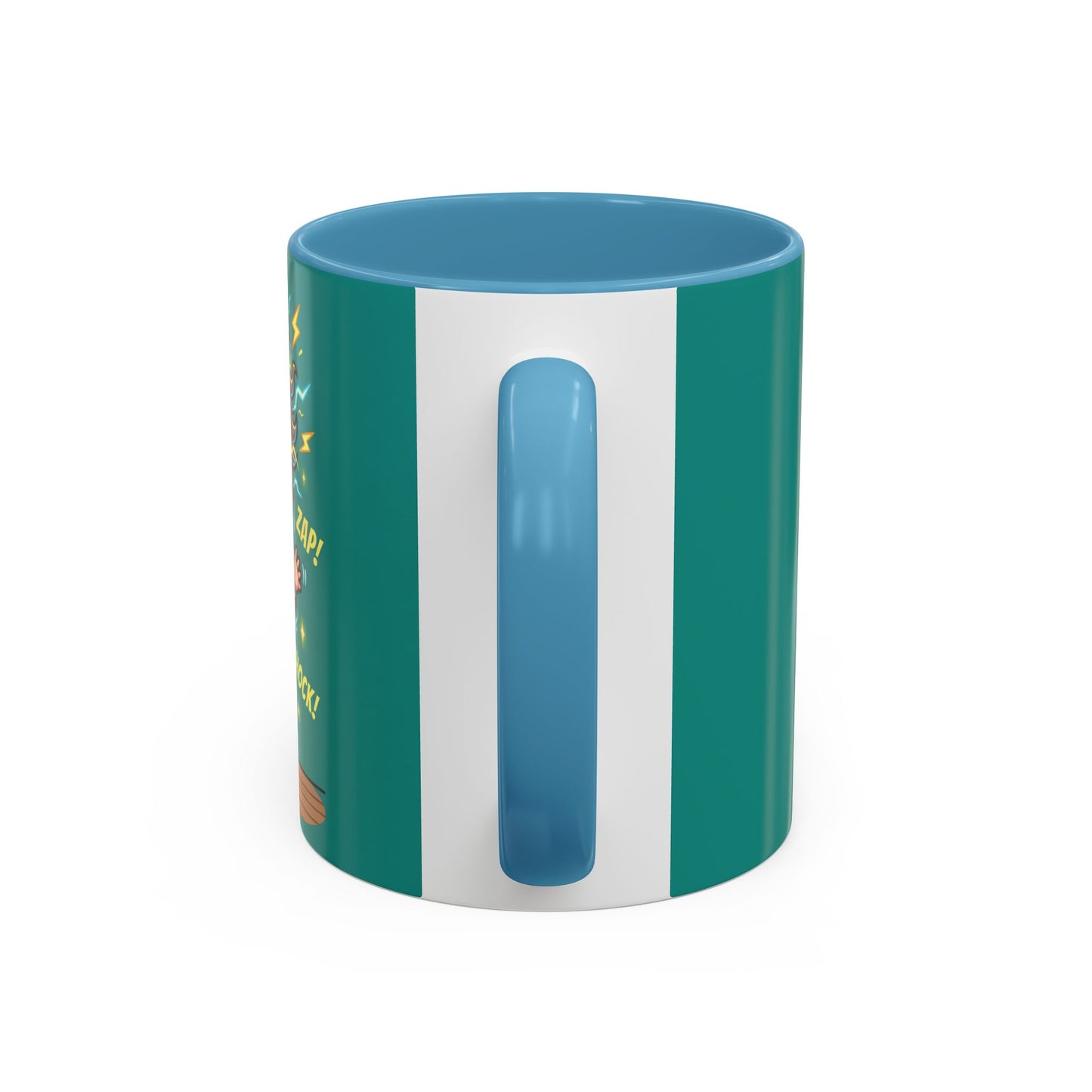 Nikola Tesla Cartoon 'Zap! Shock! Buzz!' Accent Coffee Mug (11/15oz)