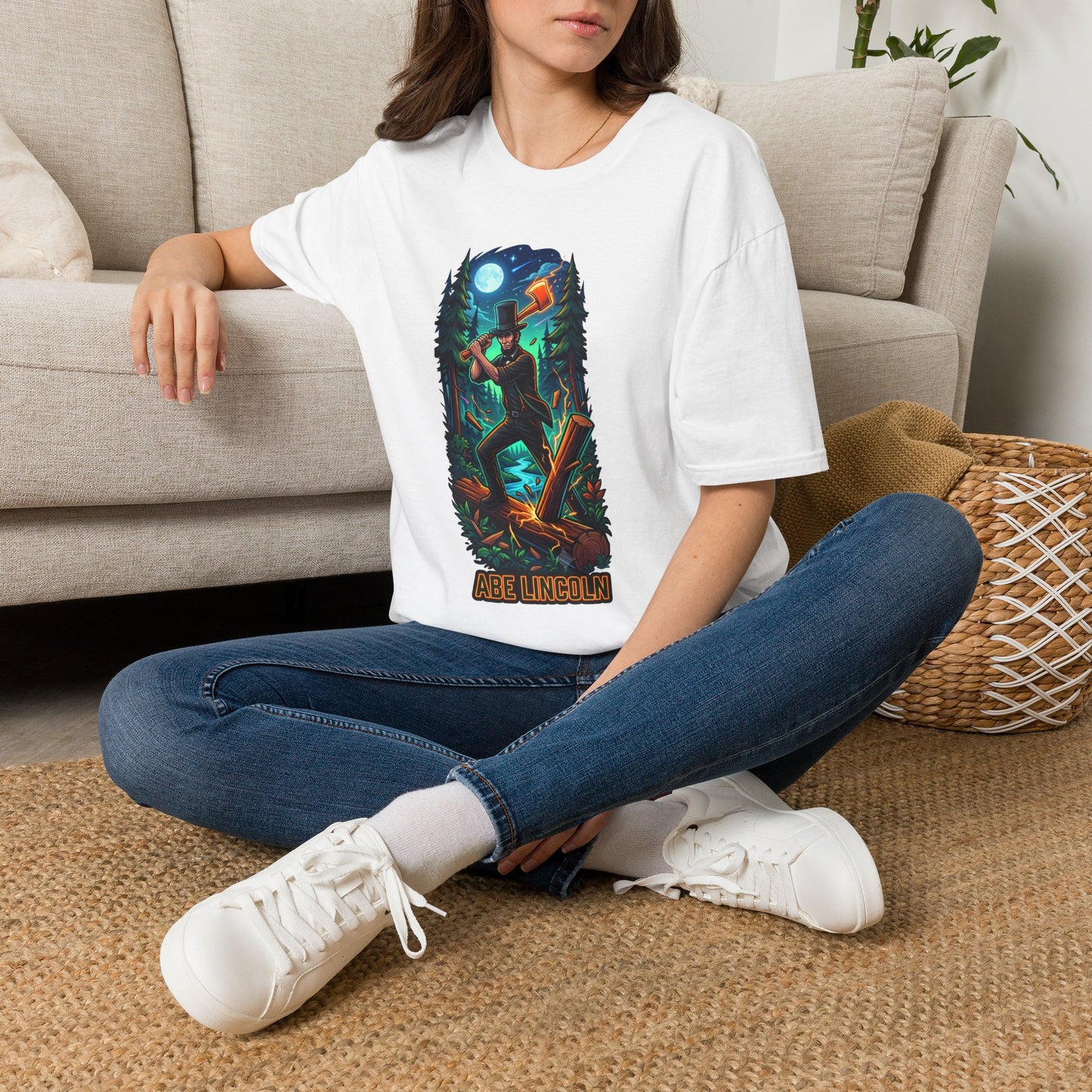 Lumberjack Moon T-Shirt — Night Forest Axeman Graphic Tee