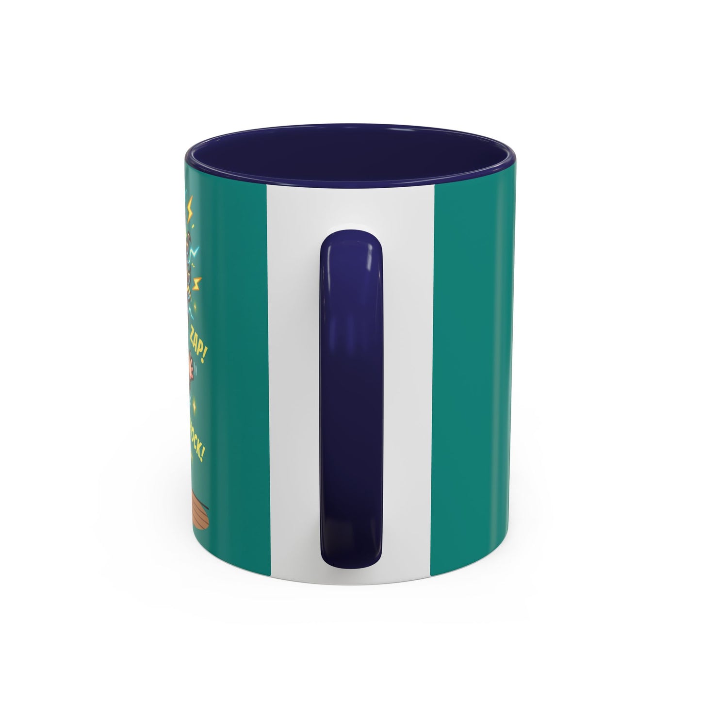 Nikola Tesla Cartoon 'Zap! Shock! Buzz!' Accent Coffee Mug (11/15oz)