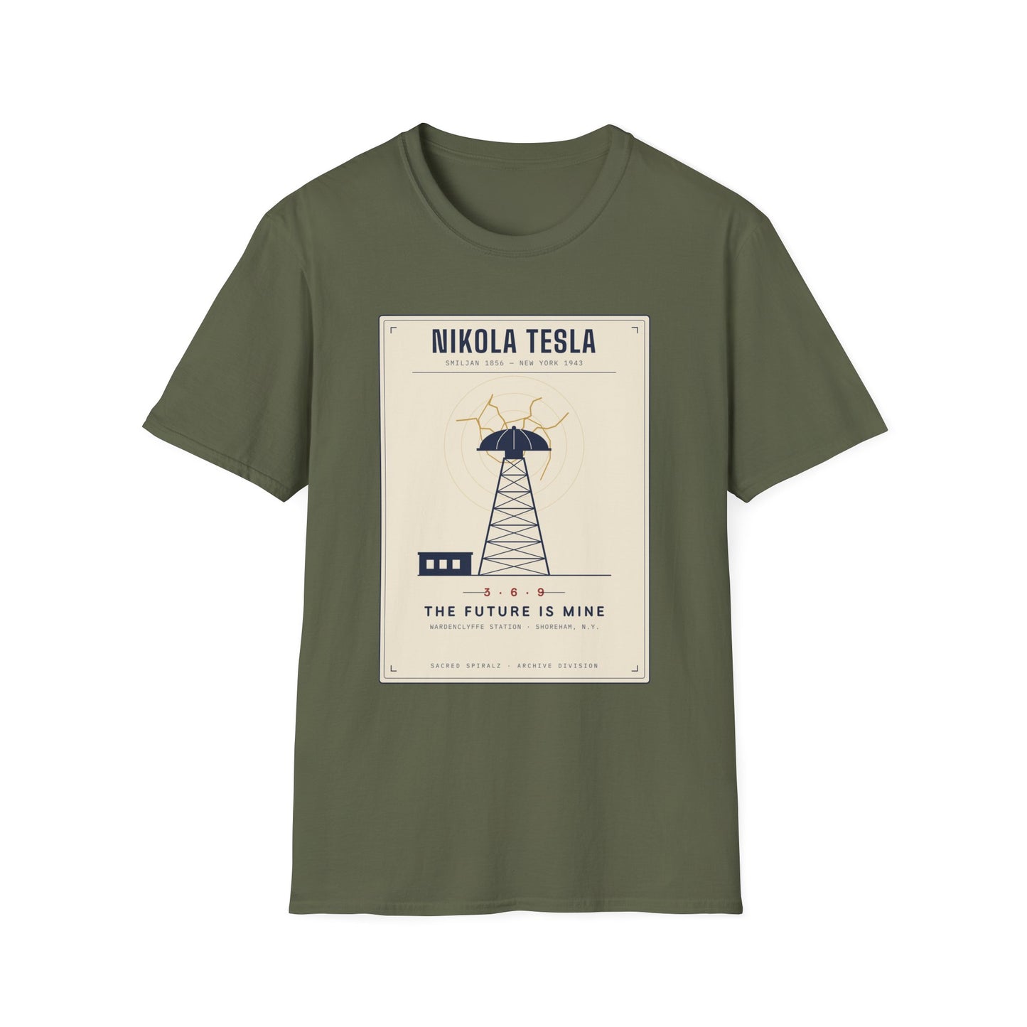 Tesla Poster T‑Shirt — "Nikola Tesla: The Future Is Mine" Vintage Science Tee