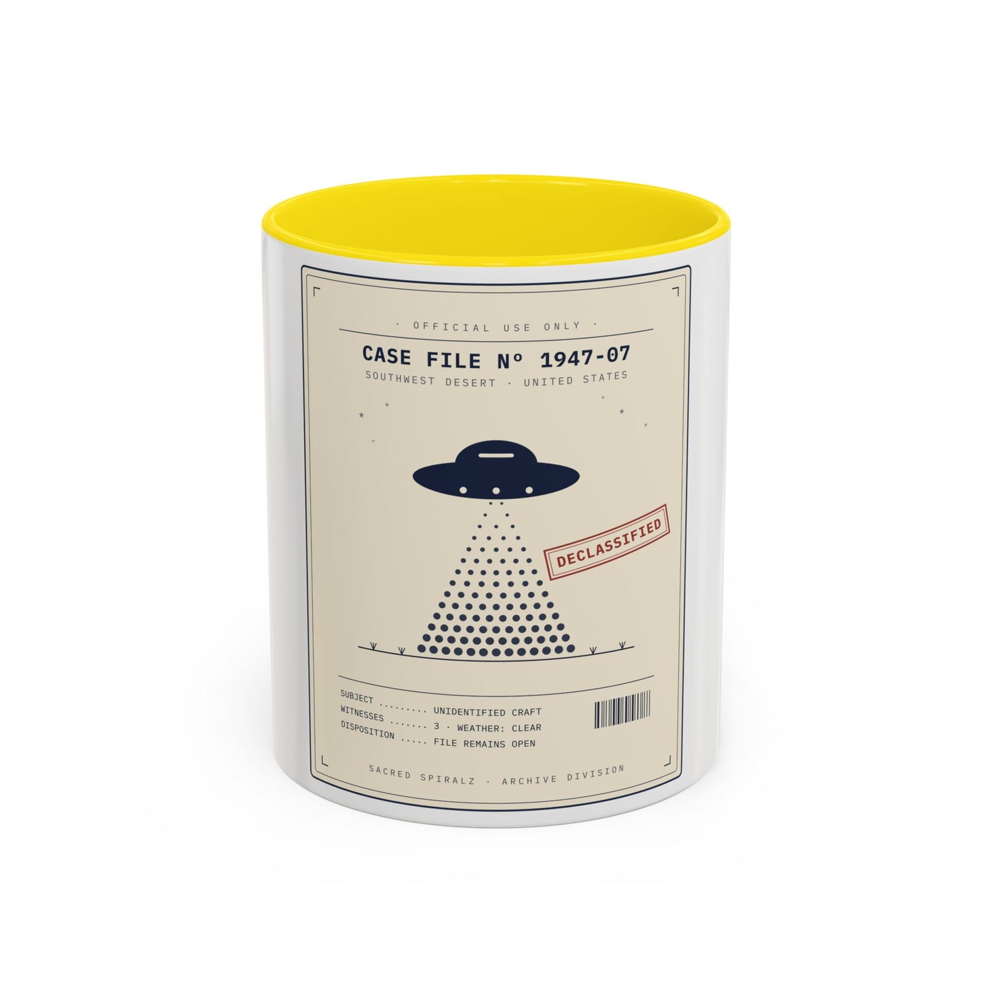 UFO Case File Coffee Mug — Declassified Alien Abduction Design (11/15oz)