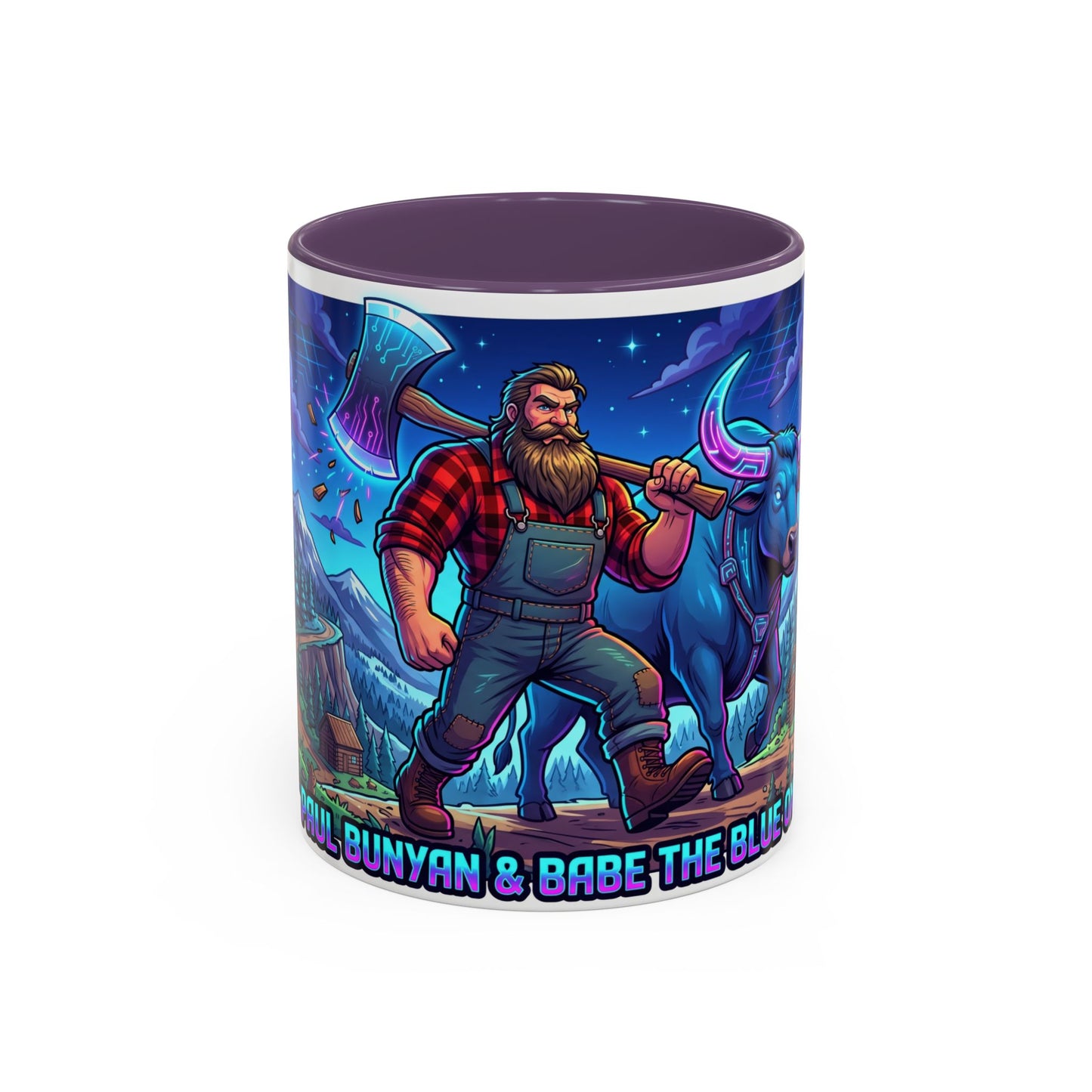 Paul Bunyan & Babe the Blue Ox Coffee Mug — Rustic Lumberjack Accent Mug