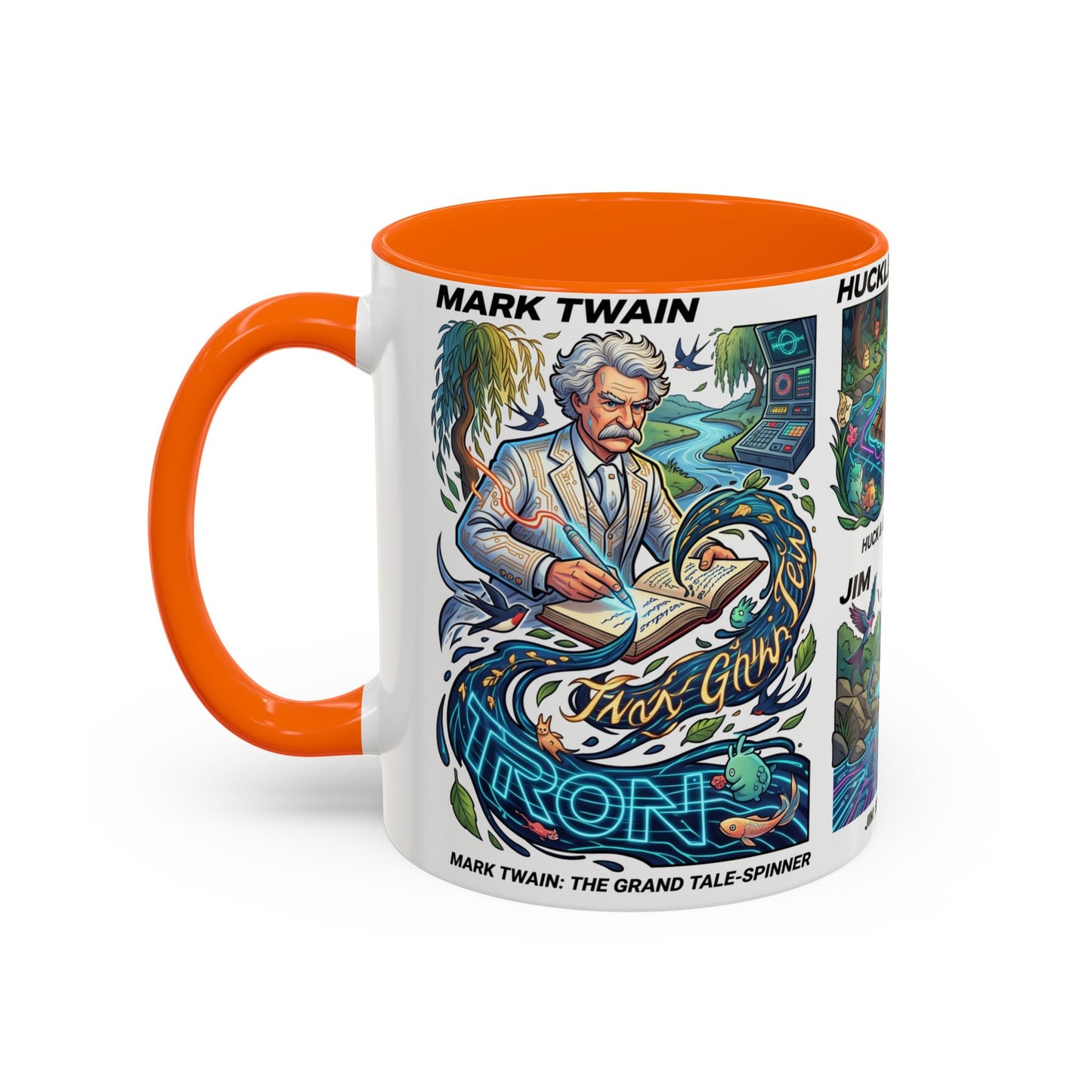 Classic Literature Collage Coffee Mug — Huckleberry Finn, Tom Sawyer & Becky Thatcher Art