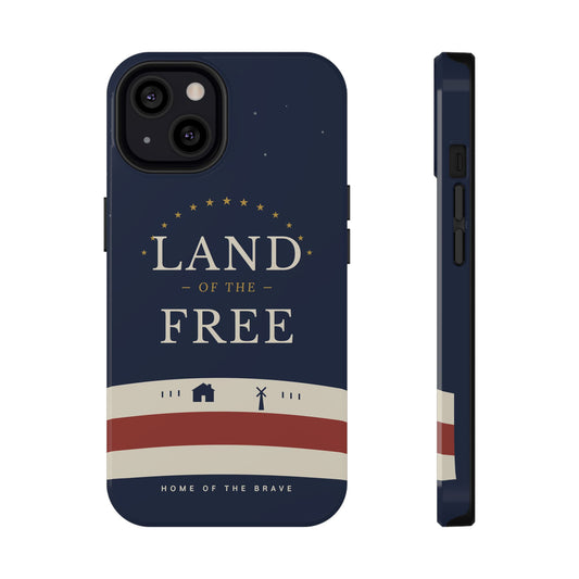 Land of the Free iPhone Impact-Resistant Case — Patriotic Stars & Stripes Phone Cover