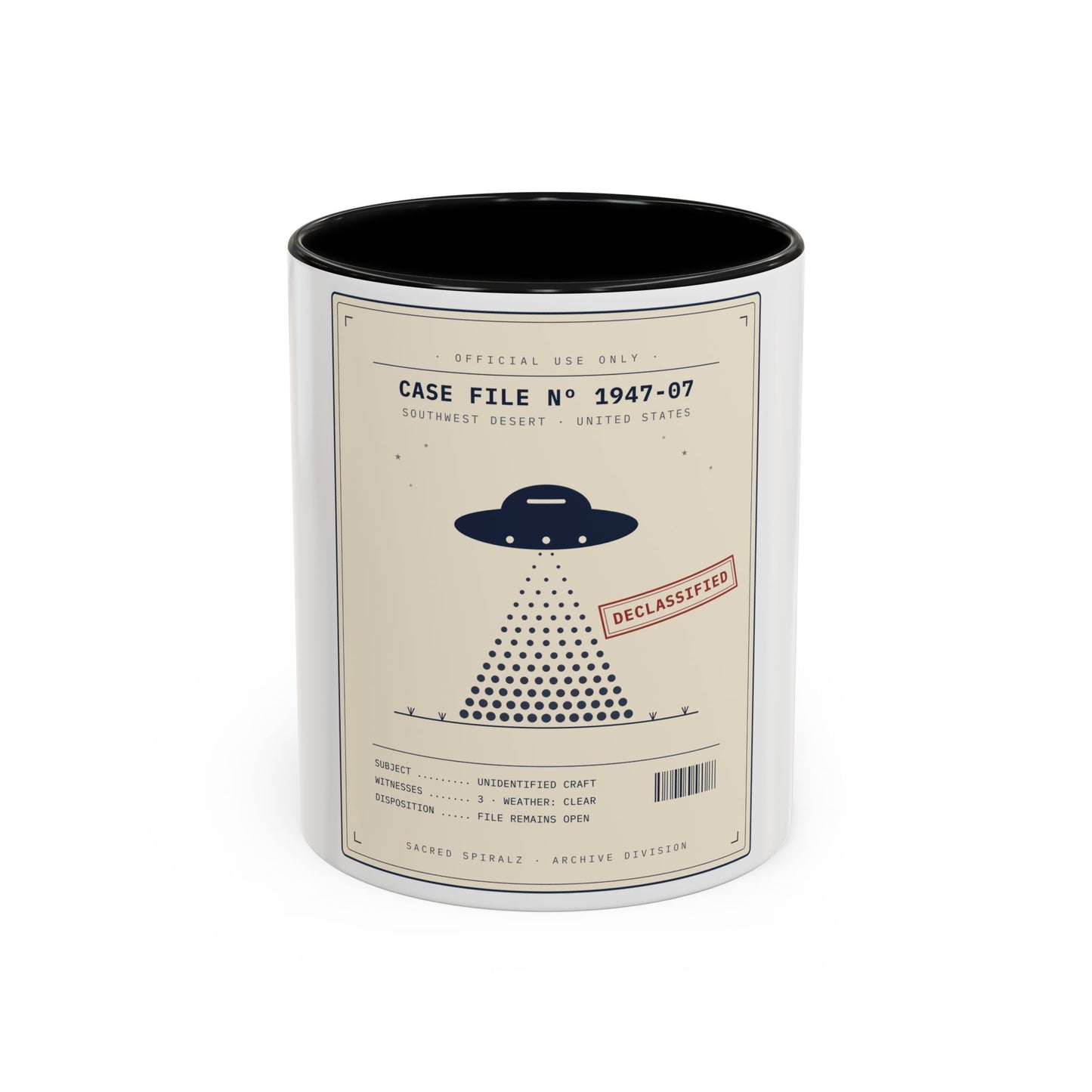 UFO Case File Coffee Mug — Declassified Alien Abduction Design (11/15oz)