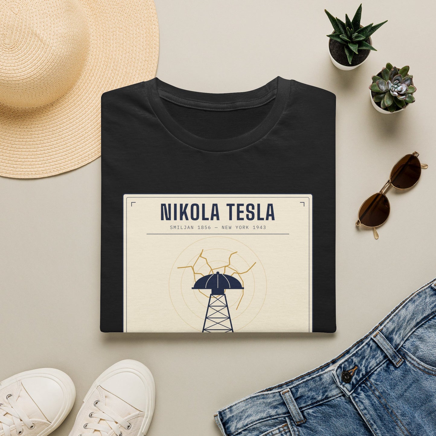 Tesla Poster T‑Shirt — "Nikola Tesla: The Future Is Mine" Vintage Science Tee