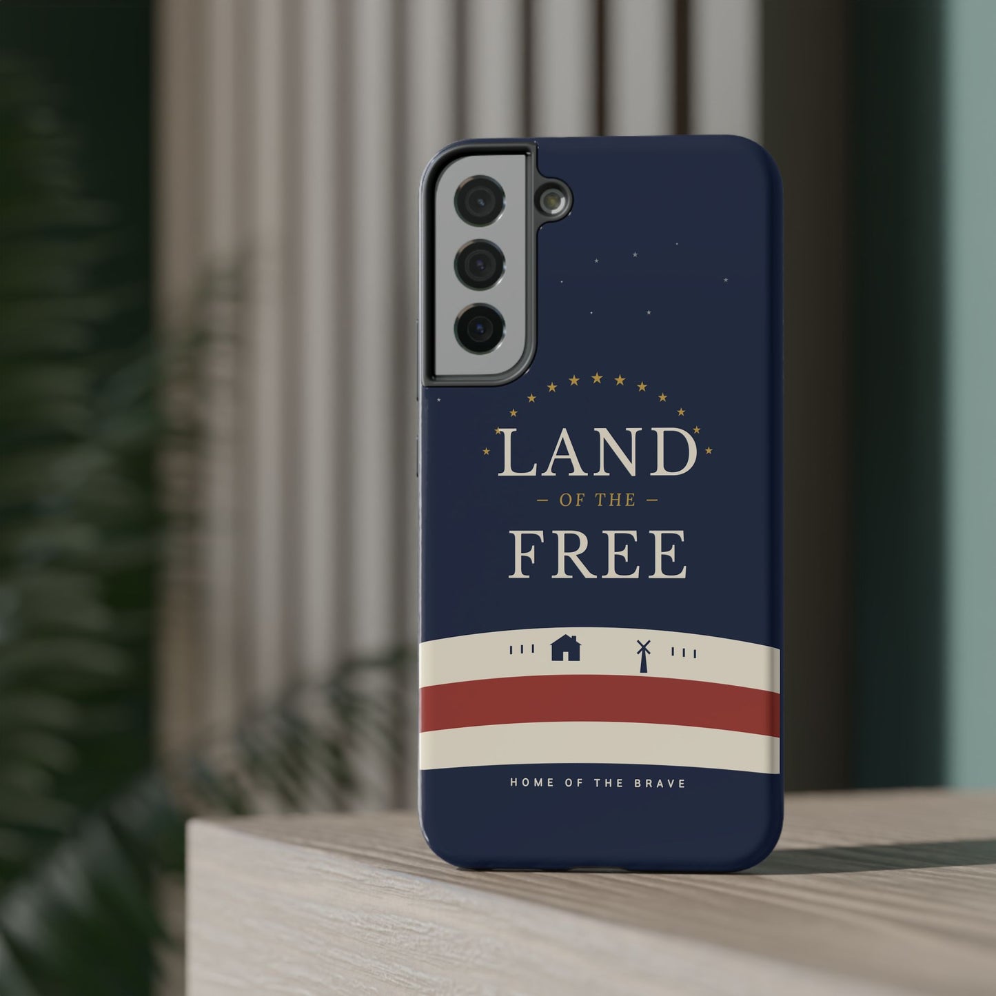 Land of the Free iPhone Impact-Resistant Case — Patriotic Stars & Stripes Phone Cover