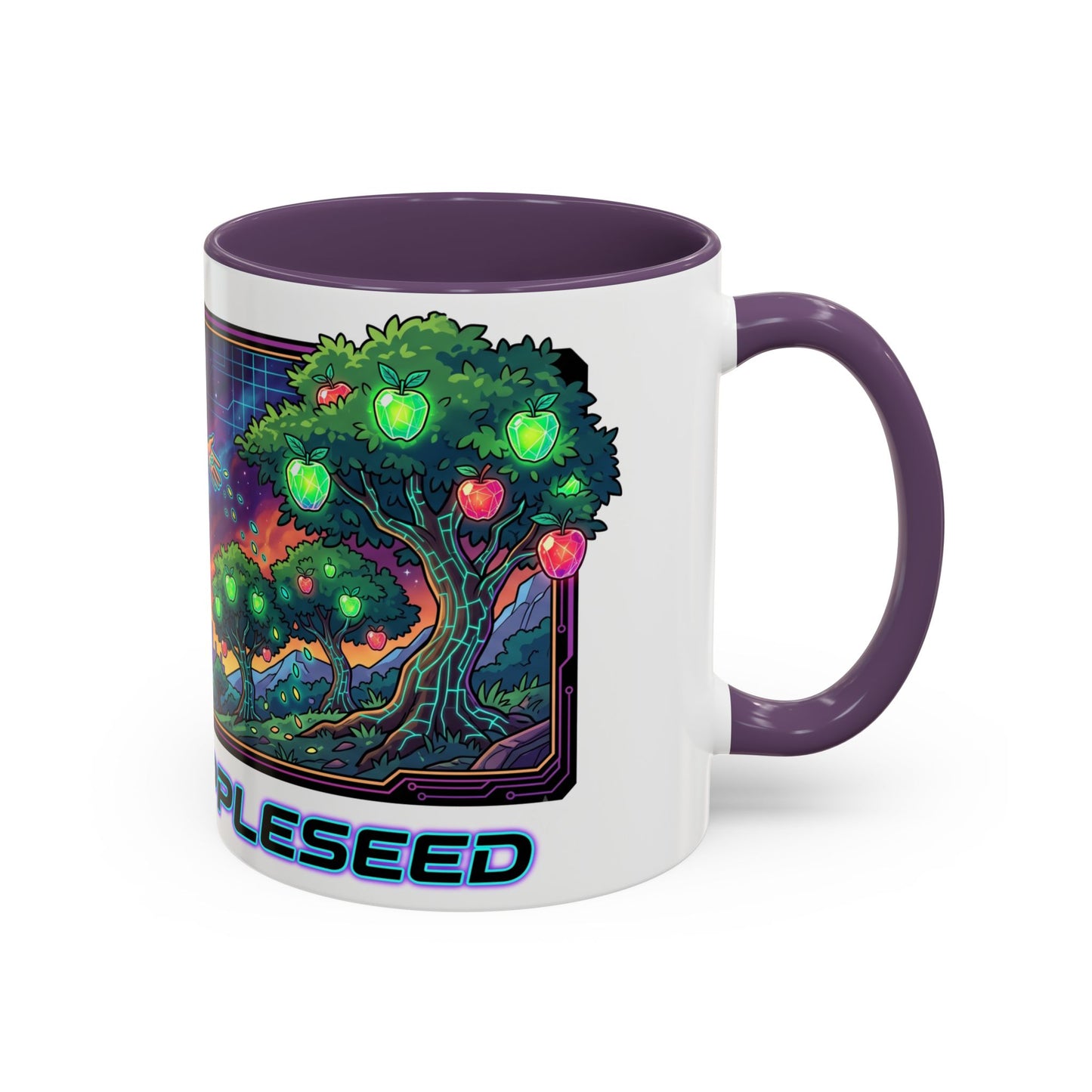 Johnny Appleseed Accent Coffee Mug — Colorful Retro Nature Art (11/15oz)