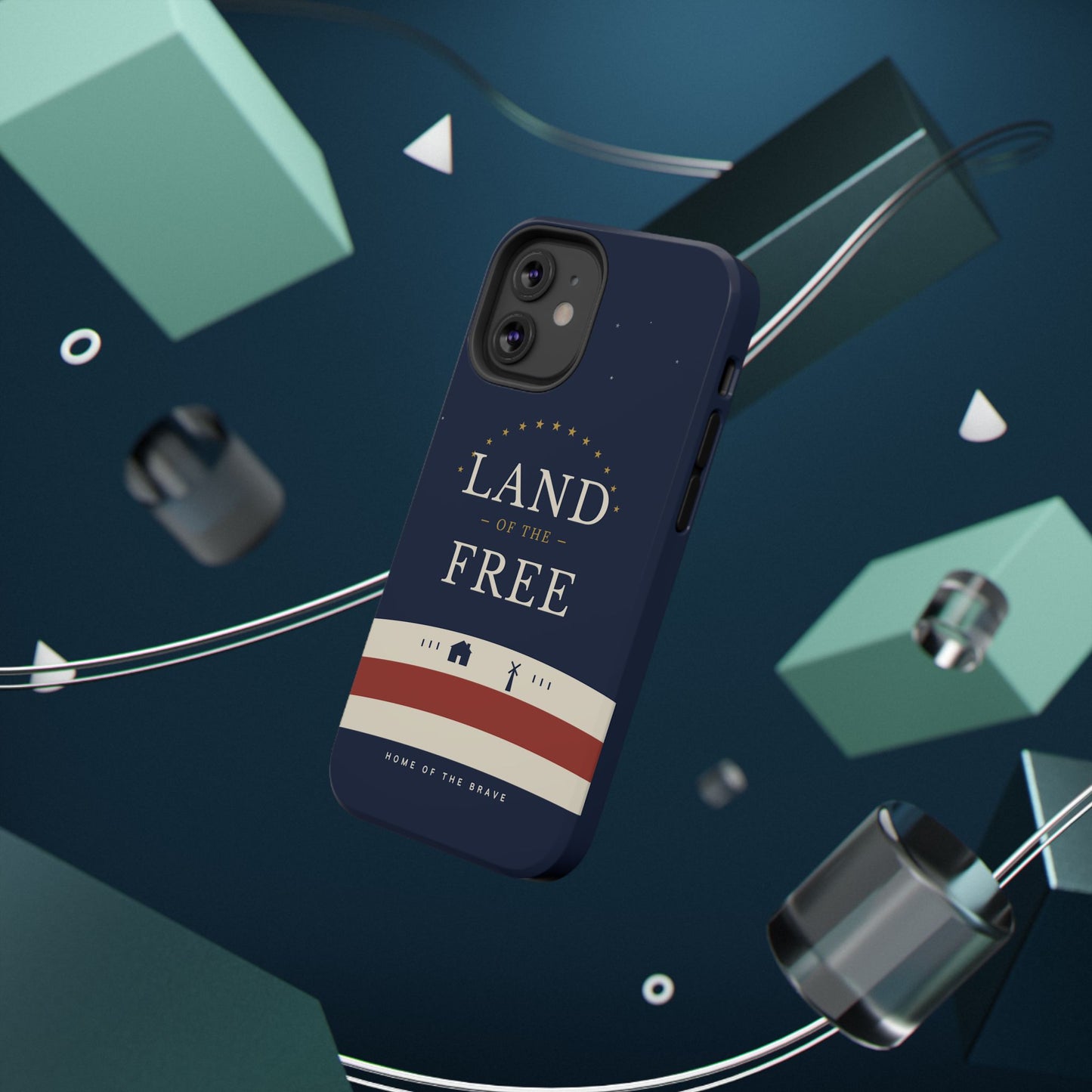 Land of the Free iPhone Impact-Resistant Case — Patriotic Stars & Stripes Phone Cover