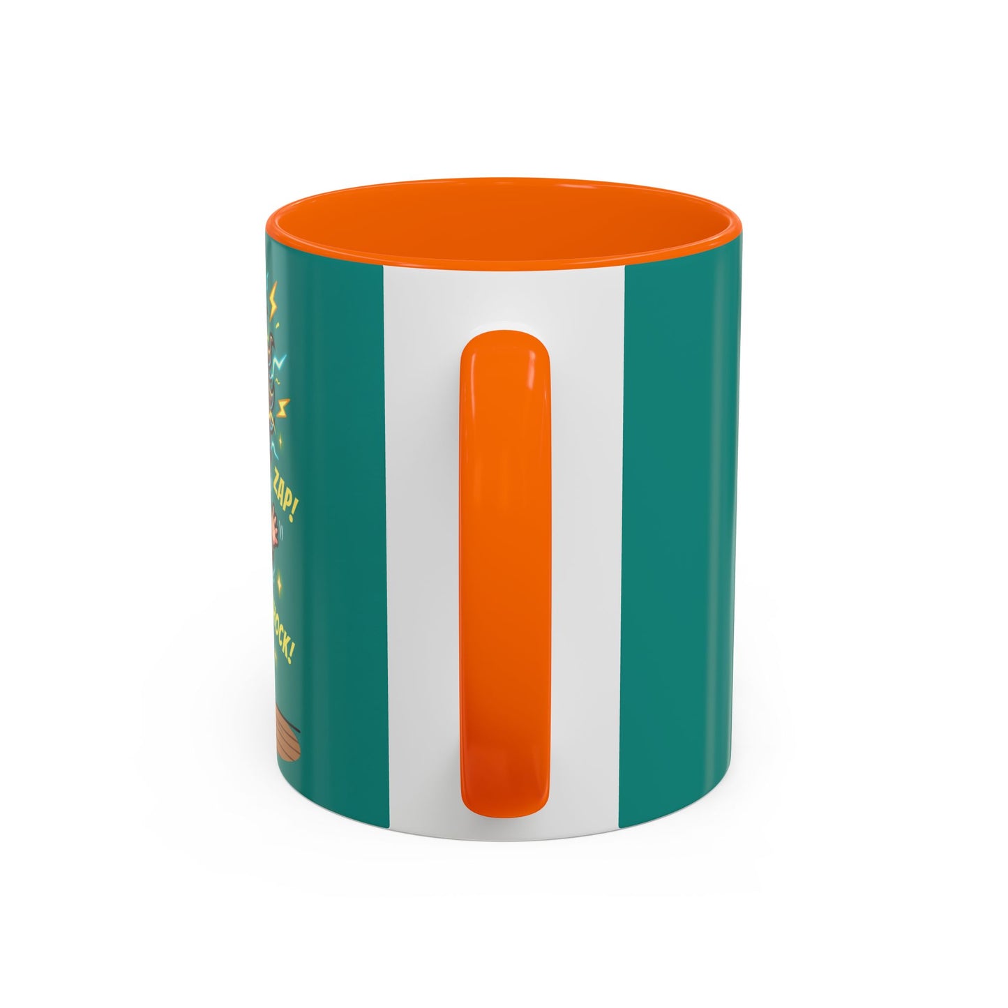 Nikola Tesla Cartoon 'Zap! Shock! Buzz!' Accent Coffee Mug (11/15oz)
