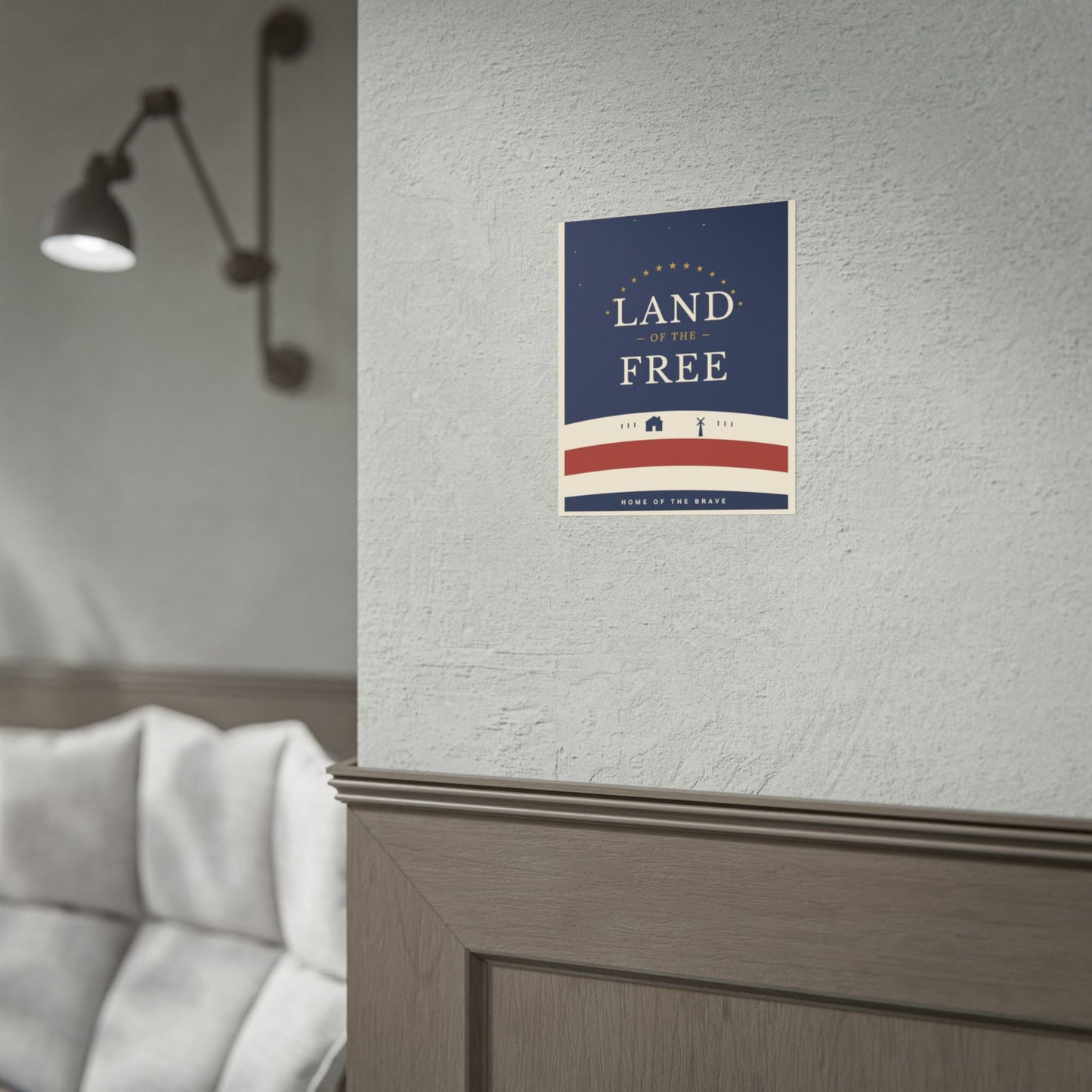 Land of the Free Patriotic Rolled Poster – Americana Home Wall Art (Home of the Brave)